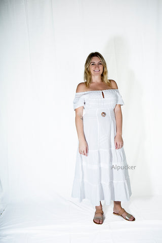 Long cotton dress with sleeve